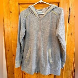 Columbia Zip Up Hoodie Sweatshirt Size Medium Gray w/Yellow-Green Trim